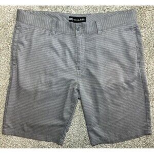 Travis Matthew Mens Gray Stripe Golf Shorts Size 36 Athletic Poly Spandex